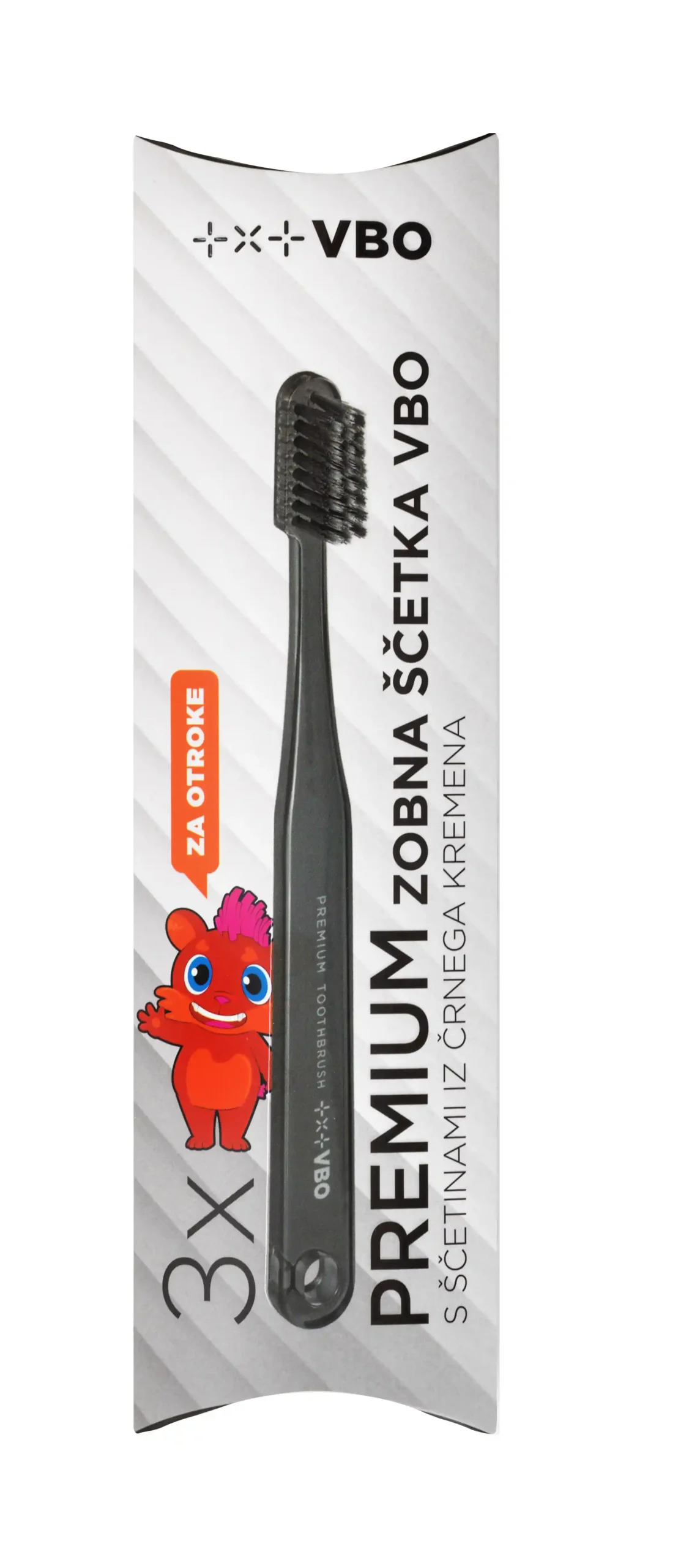 VBO Premium Zahnbürste für Kinder - Schwarz, 3